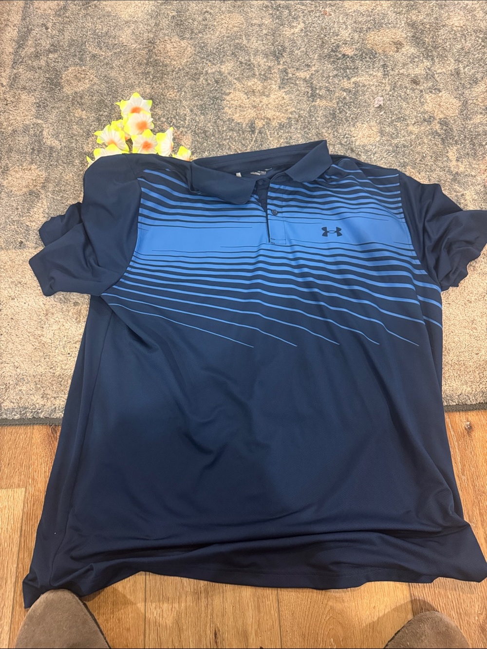 Under Armour Men's Navy & Royal Blue Striped Golf Polo